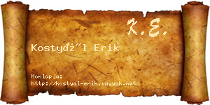 Kostyál Erik névjegykártya